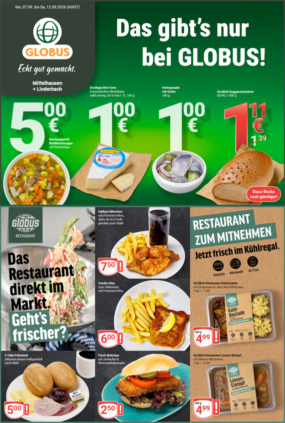 Kommendes Werbeprospekt von GLOBUS mit Angeboten vom 07.09.2026 bis 12.09.2026