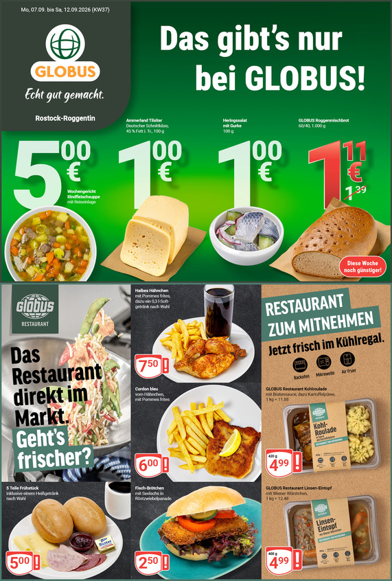 Kommendes Werbeprospekt von GLOBUS mit Angeboten vom 07.09.2026 bis 12.09.2026