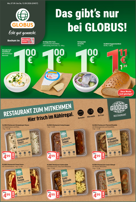 Kommendes Werbeprospekt von GLOBUS mit Angeboten vom 07.09.2026 bis 12.09.2026