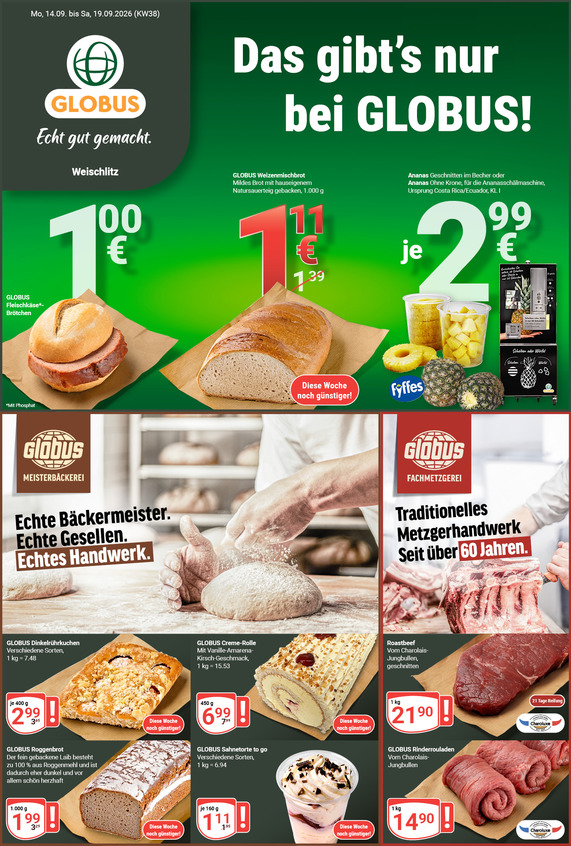 Kommendes Werbeprospekt von GLOBUS mit Angeboten vom 14.09.2026 bis 19.09.2026