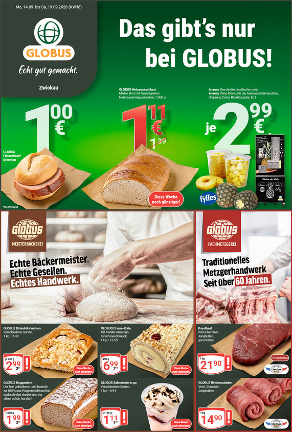 Kommendes Werbeprospekt von GLOBUS mit Angeboten vom 14.09.2026 bis 19.09.2026