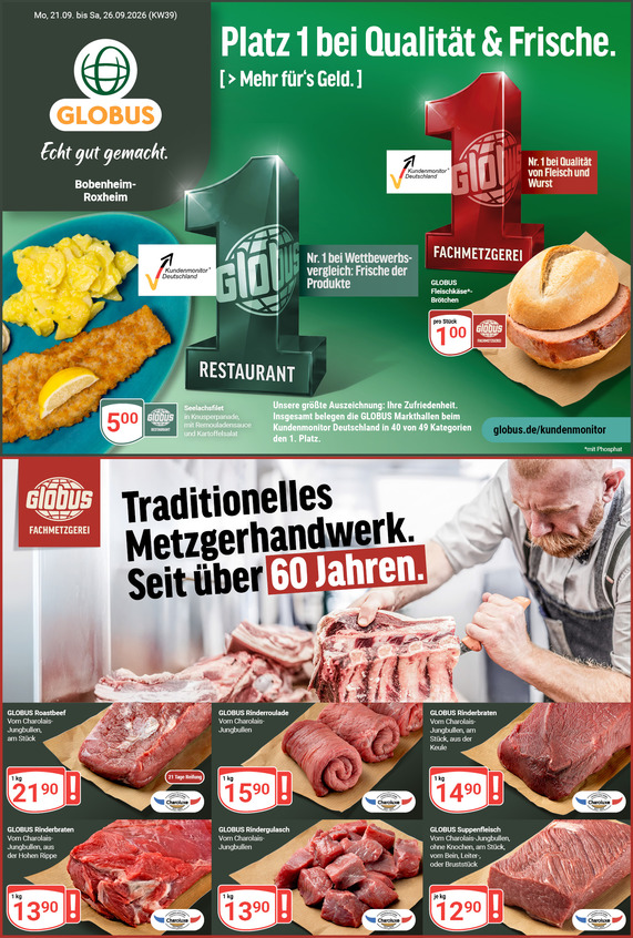 Kommendes Werbeprospekt von GLOBUS mit Angeboten vom 21.09.2026 bis 26.09.2026