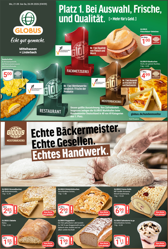 Kommendes Werbeprospekt von GLOBUS mit Angeboten vom 21.09.2026 bis 26.09.2026