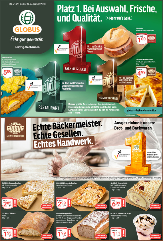 Kommendes Werbeprospekt von GLOBUS mit Angeboten vom 21.09.2026 bis 26.09.2026