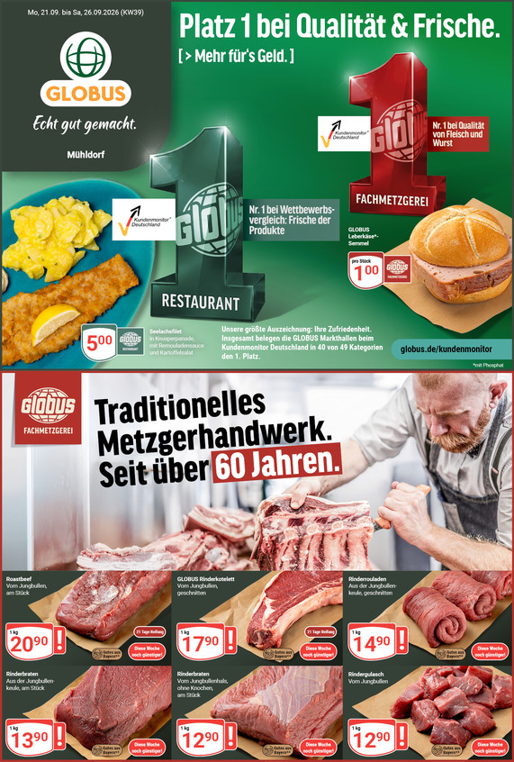 Aktuelles Werbeprospekt von GLOBUS mit Angeboten vom 21.09.2026 bis 26.09.2026