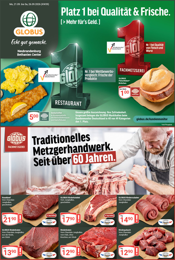 Aktuelles Werbeprospekt von GLOBUS mit Angeboten vom 21.09.2026 bis 26.09.2026