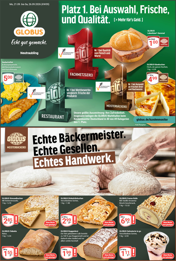 Kommendes Werbeprospekt von GLOBUS mit Angeboten vom 21.09.2026 bis 26.09.2026