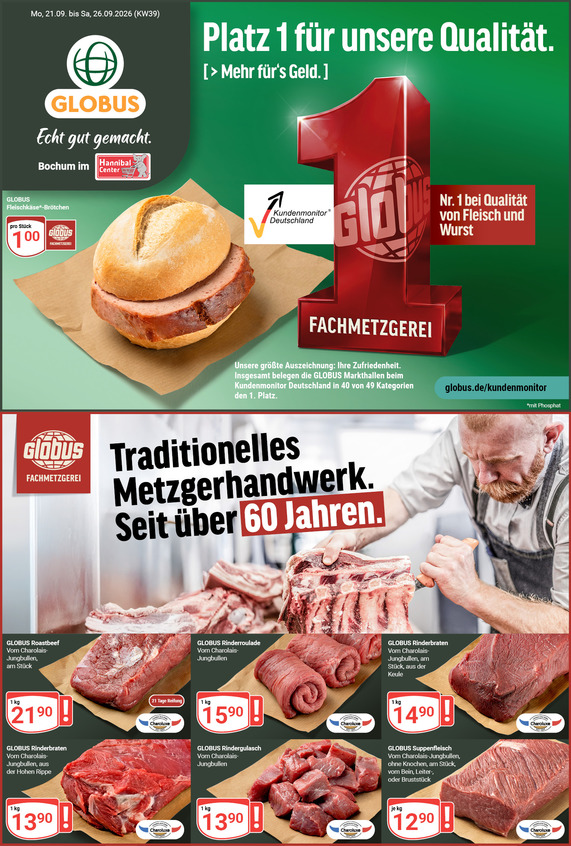 Kommendes Werbeprospekt von GLOBUS mit Angeboten vom 21.09.2026 bis 26.09.2026
