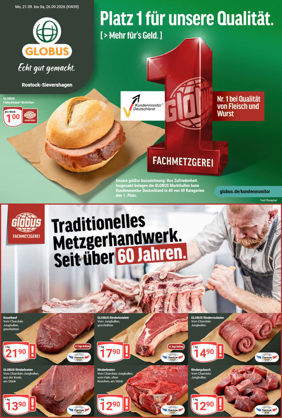 Aktuelles Werbeprospekt von GLOBUS mit Angeboten vom 21.09.2026 bis 26.09.2026