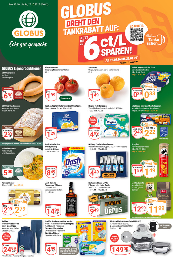 Aktuelles Werbeprospekt von GLOBUS mit Angeboten vom 12.10.2026 bis 17.10.2026