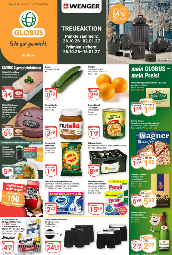 Aktuelles Werbeprospekt von GLOBUS mit Angeboten vom 26.10.2026 bis 31.10.2026