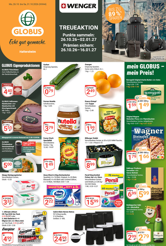 Aktuelles Werbeprospekt von GLOBUS mit Angeboten vom 26.10.2026 bis 31.10.2026