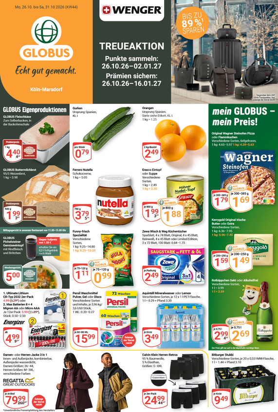 Kommendes Werbeprospekt von GLOBUS mit Angeboten vom 26.10.2026 bis 31.10.2026