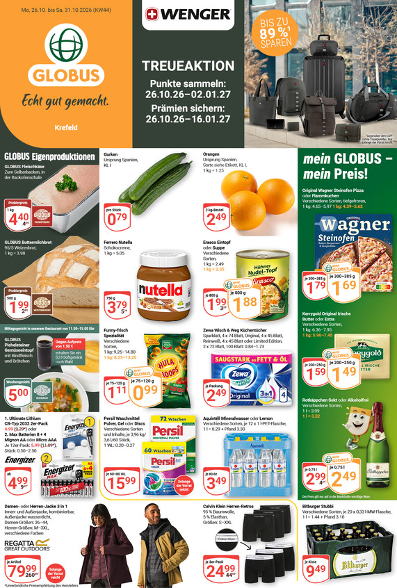 Kommendes Werbeprospekt von GLOBUS mit Angeboten vom 26.10.2026 bis 31.10.2026