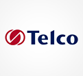 Rotes Kreis-Logo mit diagonaler weißer Linie links, daneben blauer Schriftzug „Telco“ auf weißem Hintergrund.
