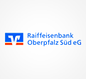 Logo der Raiffeisenbank Oberpfalz Süd eG mit blauem Schriftzug und Symbol in Blau, Weiß und Orange auf weißem Hintergrund.