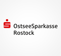 Das Logo der OstseeSparkasse Rostock zeigt ein rotes Sparkassen-Symbol mit dem schwarzen Schriftzug „OstseeSparkasse Rostock“.