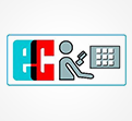 Logo eines EC-Symbols mit blauer Umrandung, linkem roten und blauem Schriftzug EC, Piktogramm einer Person mit Kartenterminal.