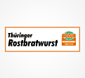Schriftzug „Thüringer Rostbratwurst“, daneben GLOBUS-Logo mit orange-grünem Schriftzug „Globus meine Welt, mein Markt“.