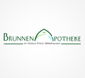 Das Logo der Brunnen-Apotheke zeigt den Schriftzug „BRUNNEN APOTHEKE“ mit grünem Bogen, blauer Wasserquelle und Zusatz „im Globus Erfurt-Mittelhausen“.