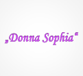Der Schriftzug Donna Sophia ist in lila Schreibschrift auf weißem Hintergrund zentriert abgebildet.