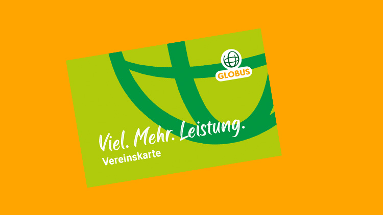 Grüne Vereinskarte mit GLOBUS Logo und weißem Text \