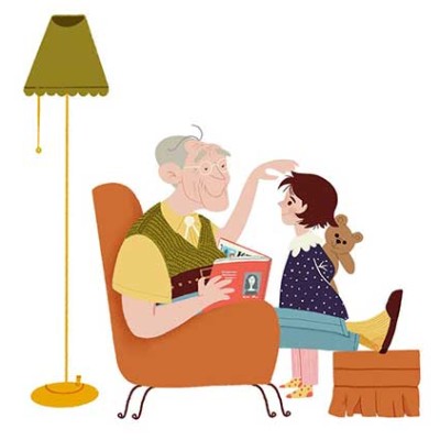 Illustration Großvater und Enkelin