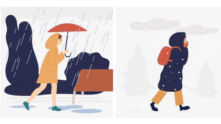 Illustration Spaziergang Wetter