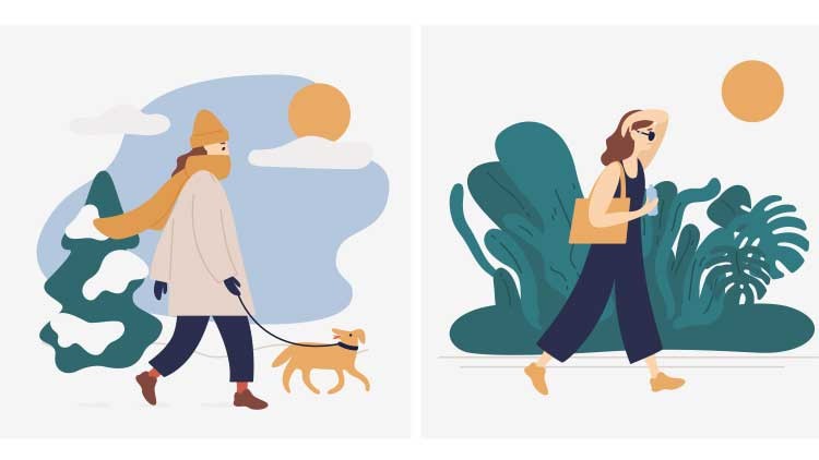 Illustration Spaziergang Wetter