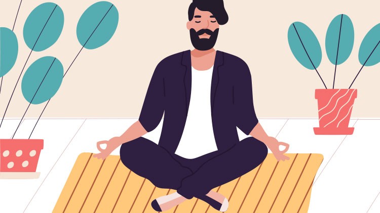 Illustration Mann beim Meditieren