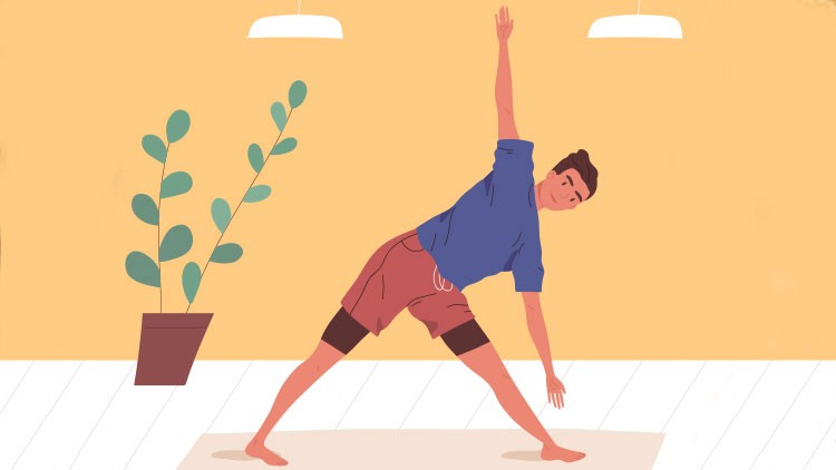 Illustration Mann beim Yoga