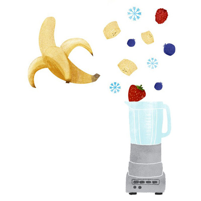 Illustration Mixer, Obst und Eis