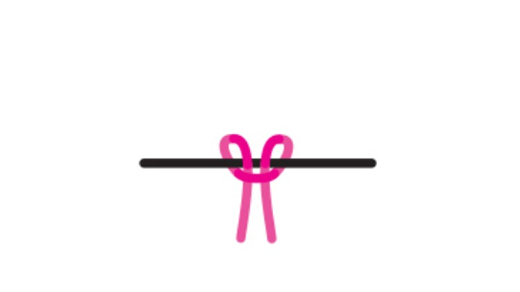 Ein schwarzer horizontaler Strich mit einer pinken Schleifenform darunter in minimalistischem Design auf weißem Hintergrund.