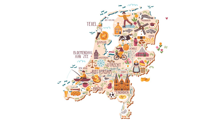 Illustration niederländische Landkarte