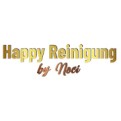 Schriftzug „Happy Reinigung by Noci“ in goldener und brauner Farbe, auf weißem Hintergrund.