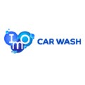 Blaues Logo mit Schriftzug „IMO CAR WASH“, links blauer Umriss aus Kreisen mit Text „IMO“.