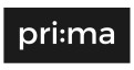 Weiße Schrift „pri:ma“ mit zwei Doppelpunkten auf schwarzem rechteckigen Hintergrund.
