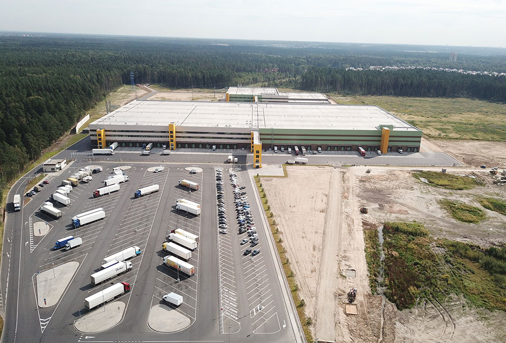 Blick von oben auf das neue Logistikzentrum in Puschkino