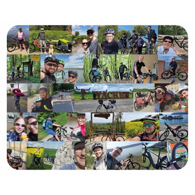 Collage aus verschiedenen Fahrradszenen mit Landschaftshintergründen, Schildern und einem großen WACKEN-Schriftzug.