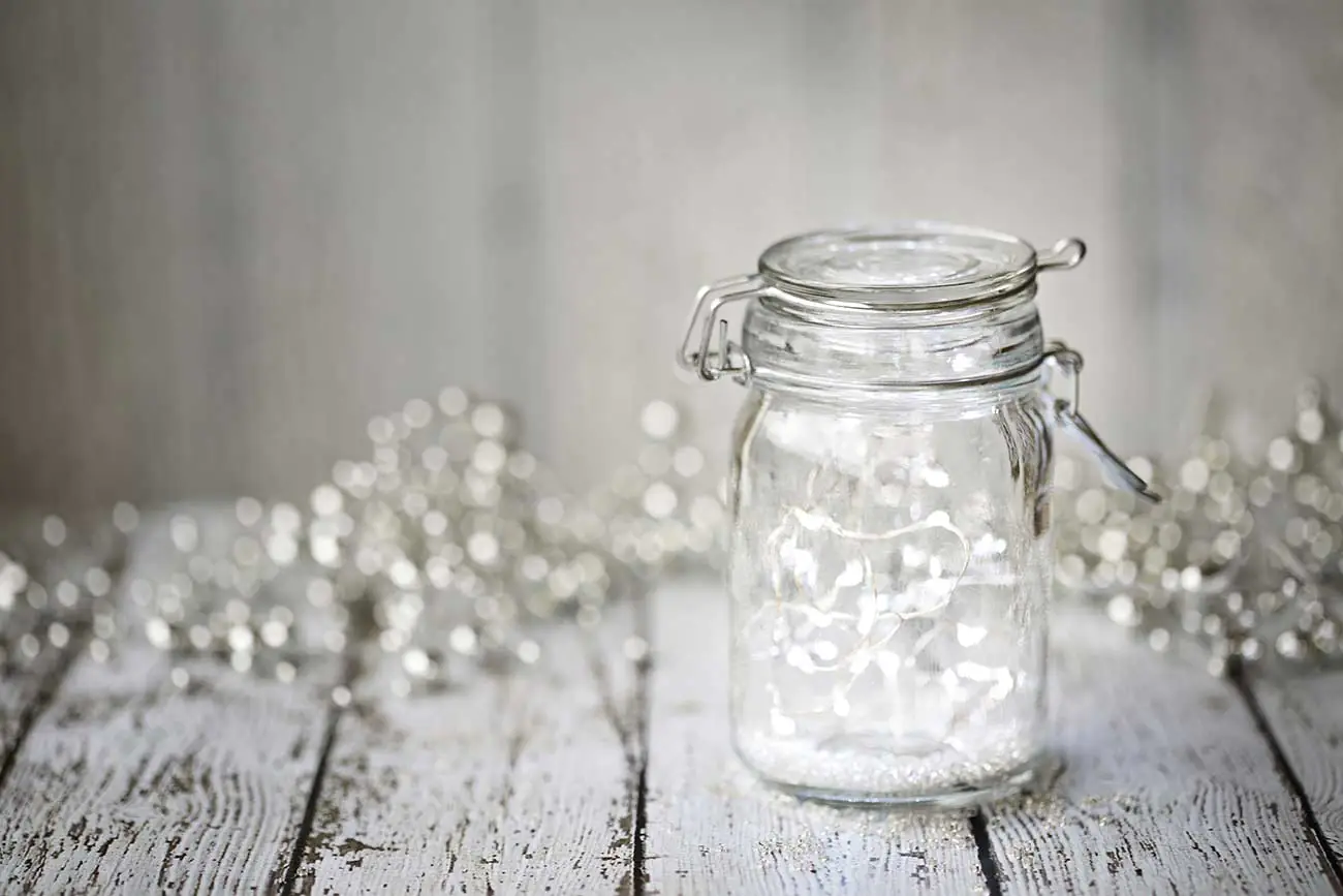 Lichterkette im Glas