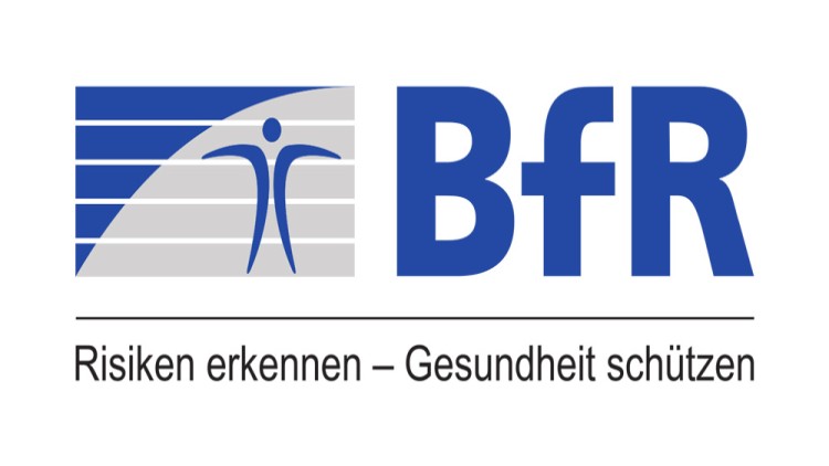 Blau-weißes BfR-Logo mit stilisierter Figur, darunter der Text: \