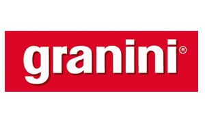 Roter Hintergrund mit weißem, fettgedrucktem Schriftzug granini, rechts oben ein kleines eingekreistes R für eingetragene Marke.