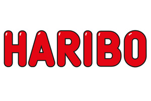 Das HARIBO-Logo mit rotem Schriftzug in Großbuchstaben auf weißem Hintergrund.