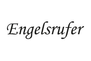 Schwarzer Schriftzug „Engelsrufer“ in geschwungenem Schriftstil auf weißem Hintergrund.