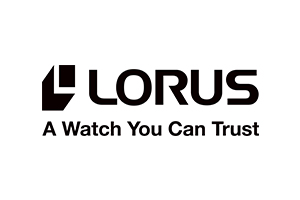 Schwarzes LORUS-Logo mit Slogan „A Watch You Can Trust“ auf weißem Hintergrund.