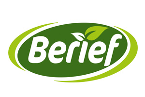 Das Logo zeigt den Schriftzug Berief in Weiß auf grünem Hintergrund mit zwei Blättern und einem hellgrünen Rahmen.