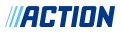 Blaues ACTION-Logo mit kursiven Großbuchstaben und drei stilisierten hellblauen Streifen links.