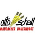 Schwarzer Schriftzug „otto schall“ mit drei gelben Weizenähren, darunter roter Schriftzug „MAUDACHER BAUERNBROT“.