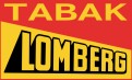 Rotes Rechteck mit gelbem Schriftzug „TABAK“ oben und gelbem Logo mit schwarzem Schriftzug „LOMBERG“ unten.