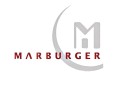 Graues „M“ in einem hellgrauen Halbkreis über rotem Wort „MARBURGER“ auf weißem Hintergrund.